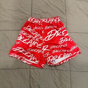 Dreamers Red and White Graphic Shorts